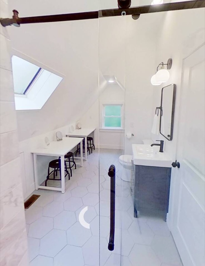 Unit 3's ensuite bathroom, designed for several people to do makeup at once
